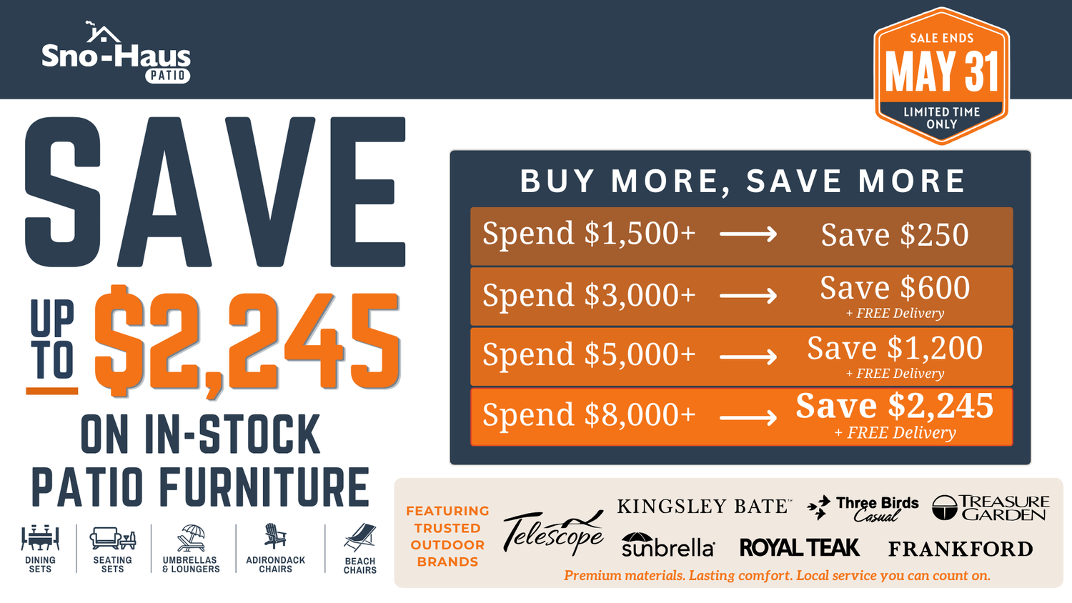 Buy More, Save More on In-Stock Patio Furniture — Now Through May 31