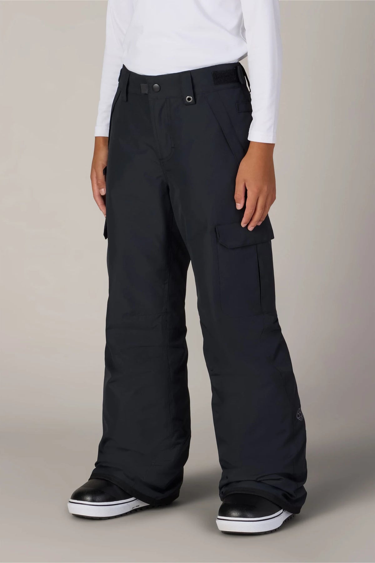 686 Boys Infinity Cargo Insulated Pant in Black, front, on model