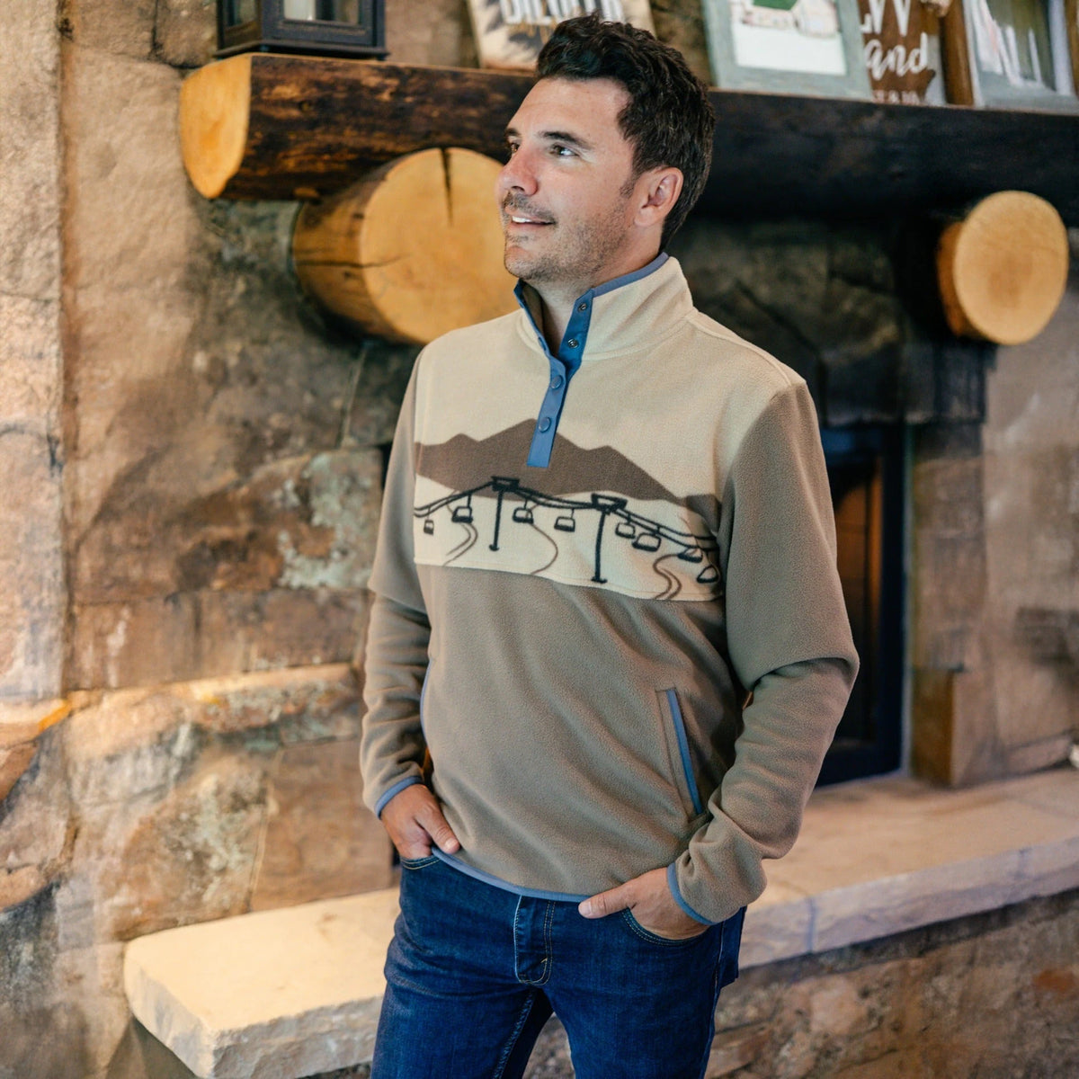 Jack & Sage Ascent Fleece in Chesnut, on-body front