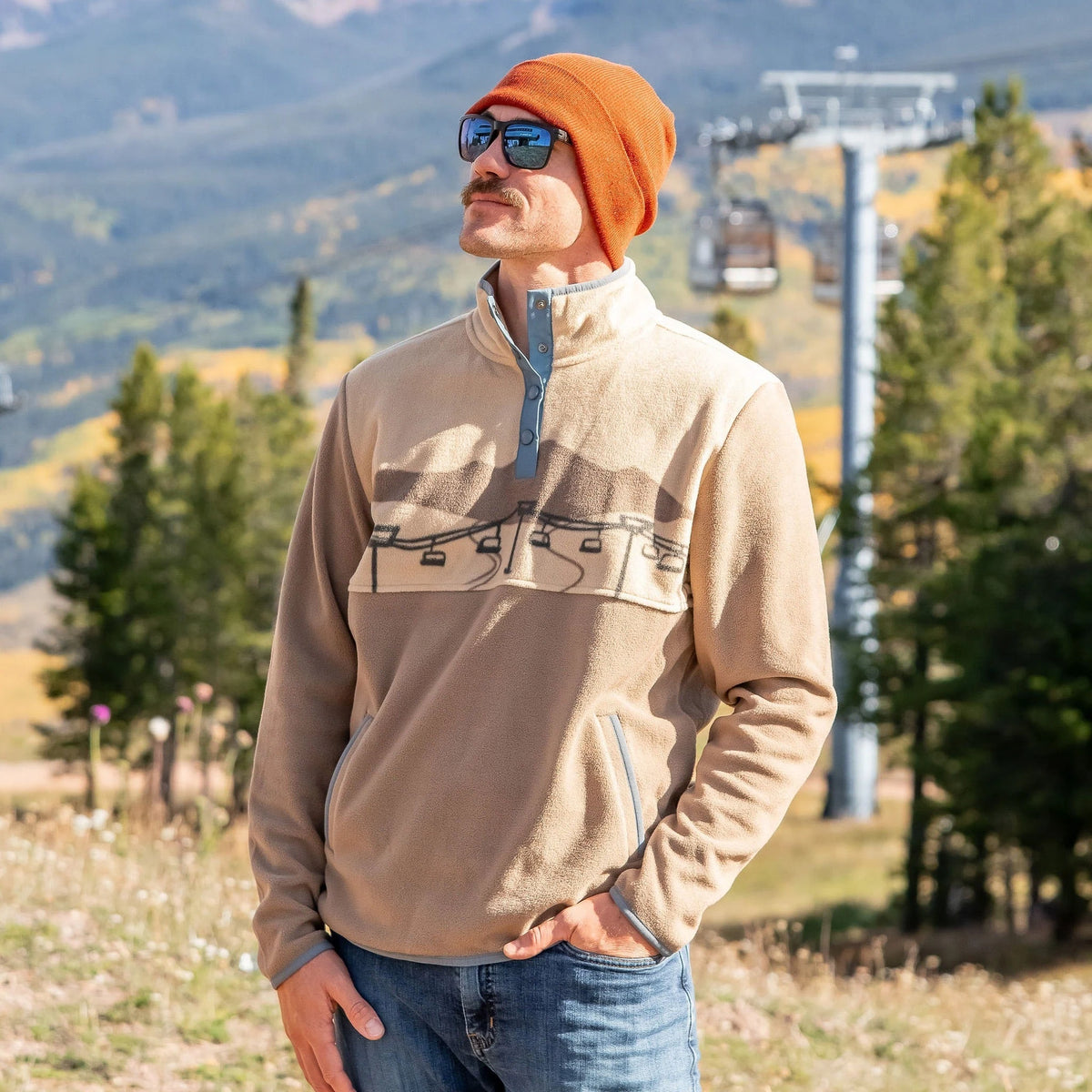 Jack & Sage Ascent Fleece in Chesnut, on-body front