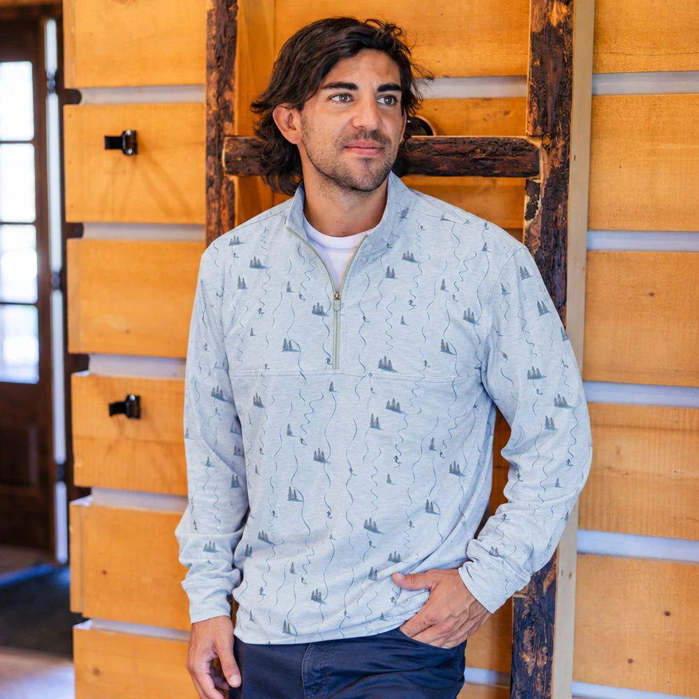 Jack & Sage Blue Sky Pow Performance Tek in Glacial Blue, on-body front