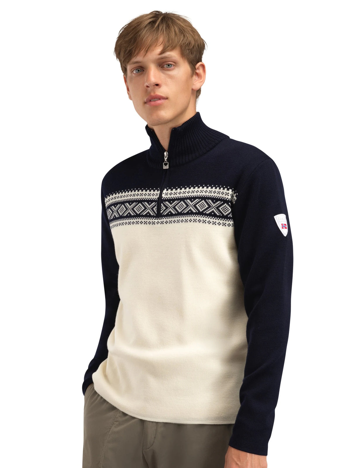 Dale of Norway Dalestølen Mens Sweater in Offwhite Navy