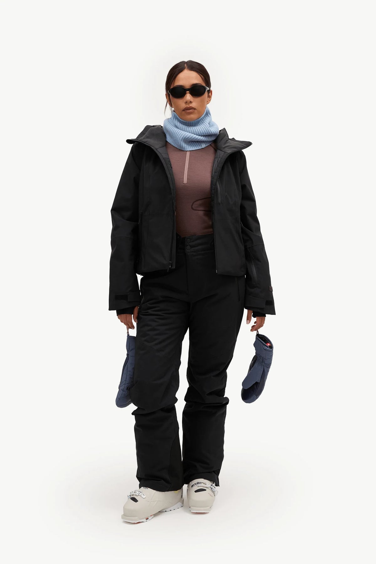 Halfdays Alessandra Pant in Black, on-body front