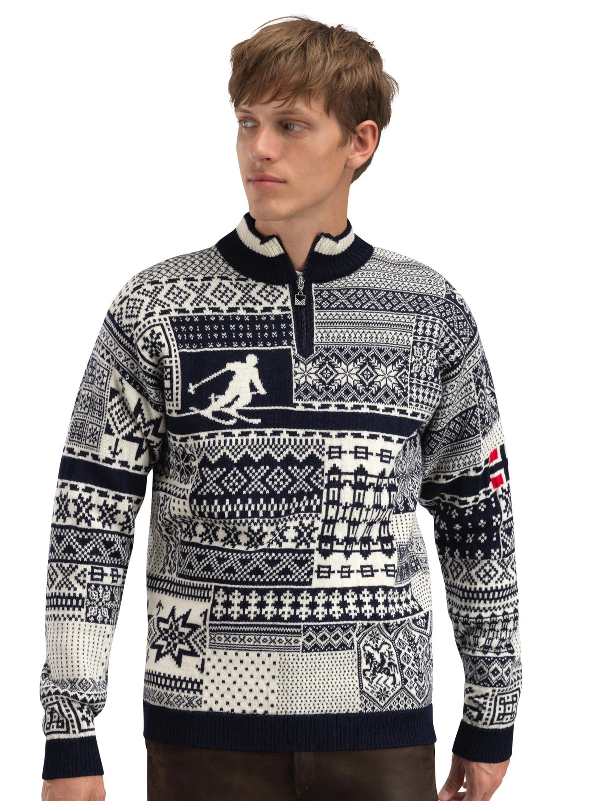 Dale of Norway History Sweater in Navy Offwhite Raspberry