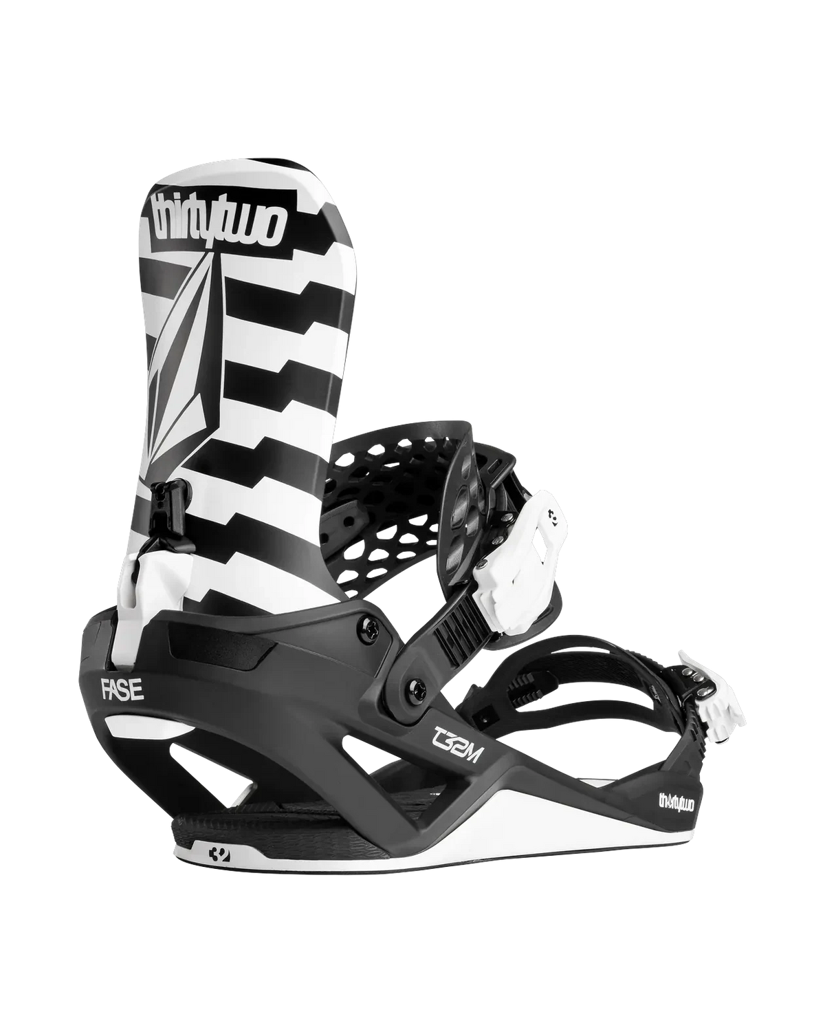 ThirtyTwo T32M Volcom FASE 2027 in VOLCOM BLACK/WHITE, front three-quarter binding view