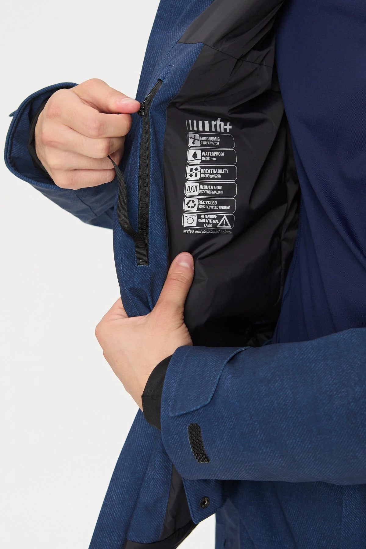 rh+ Joyride Jacket in Blue Denim, detail view