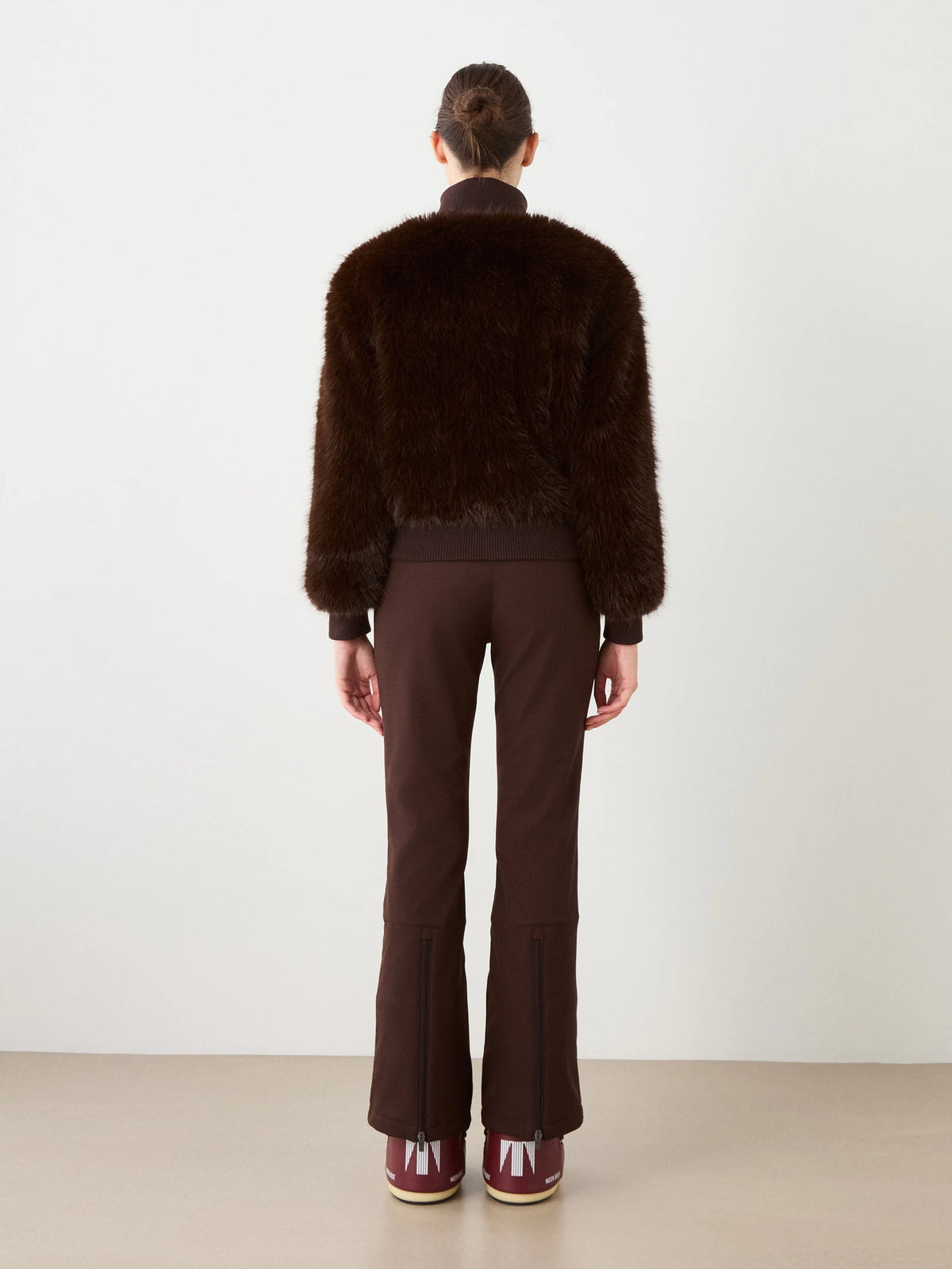We Norwegians Dovre Jacket Women's in Brown, back view on model