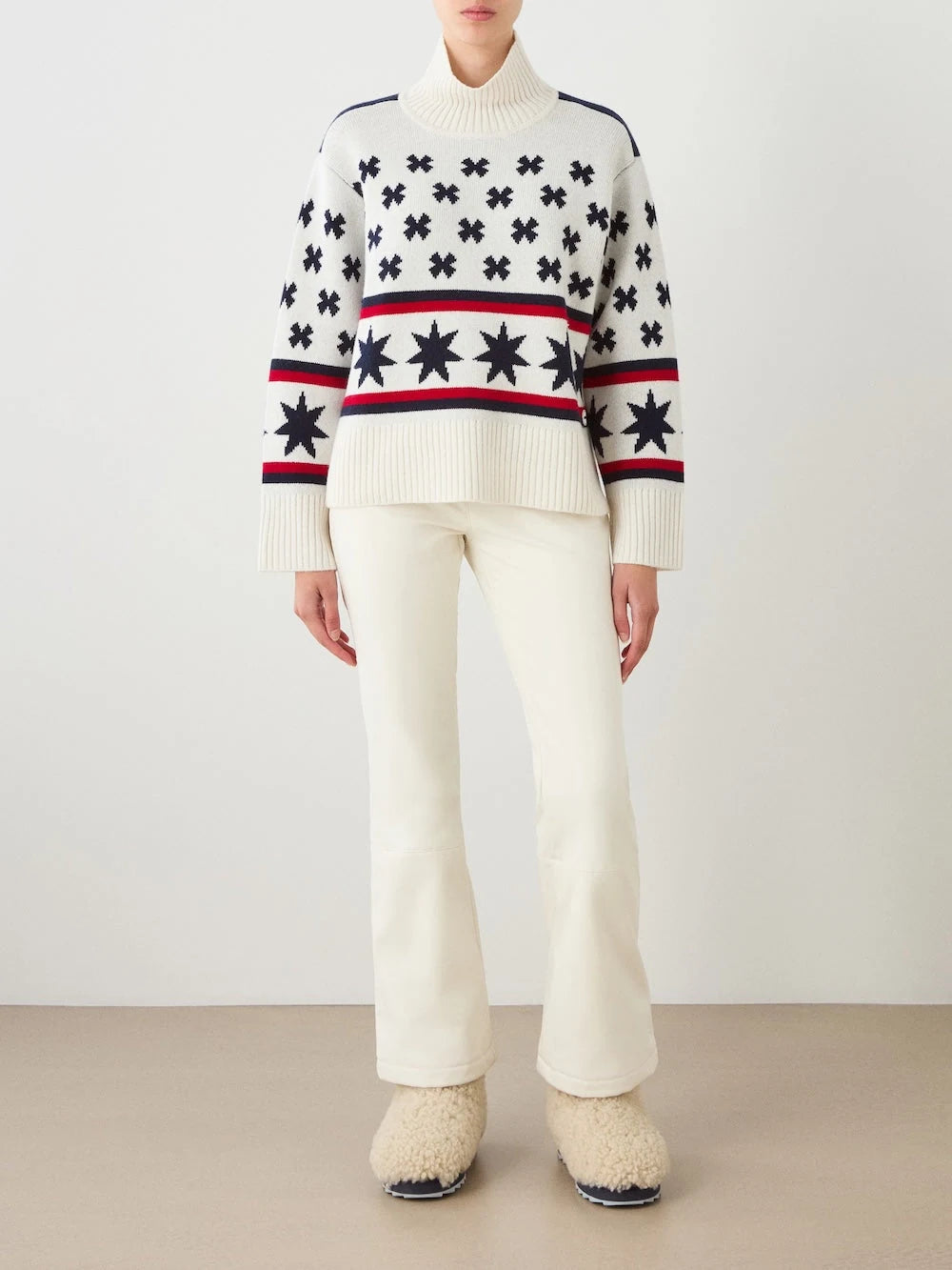 We Norwegians EMU x WN Sweater Women's in Off white, front view on model