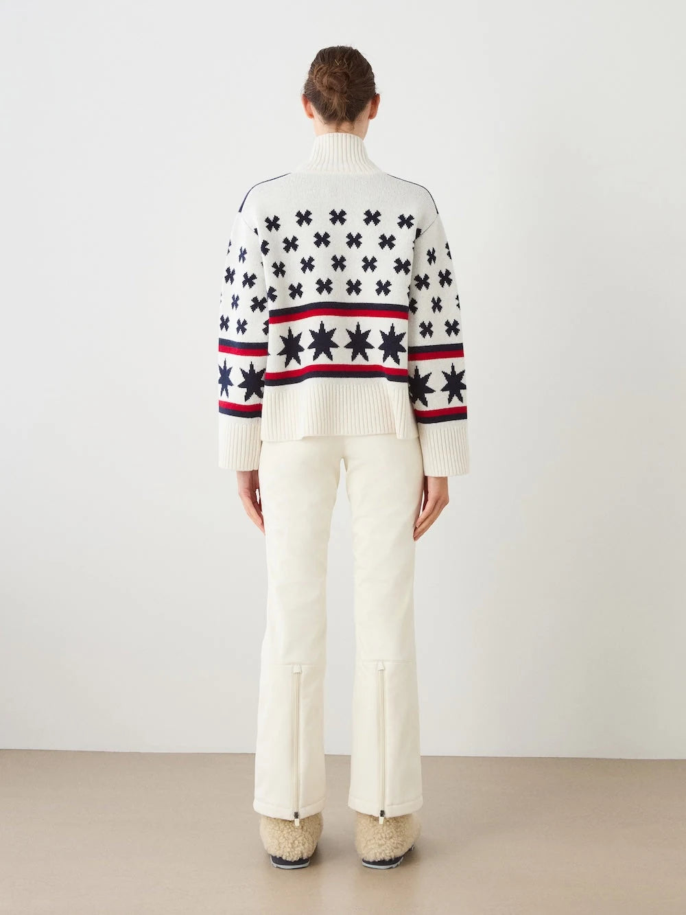 We Norwegians EMU x WN Sweater Women's in Off white, back view on model