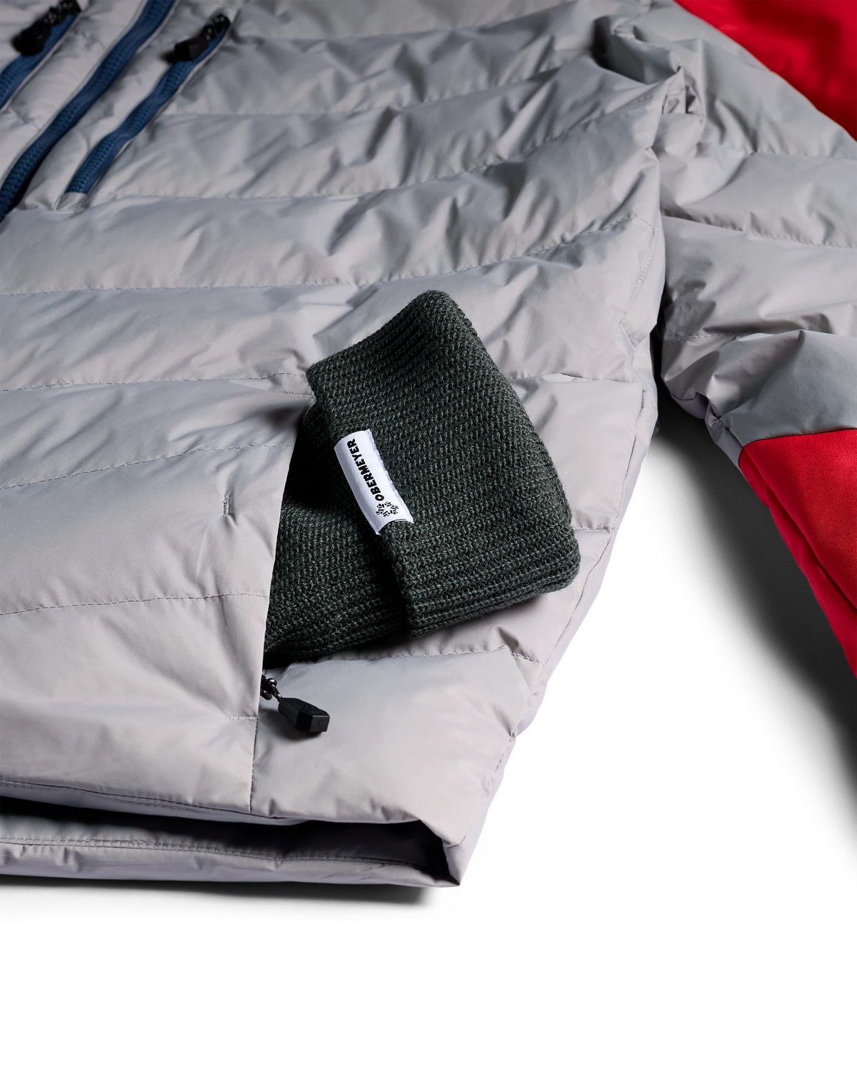 Obermeyer Braun Quilted Jacket in Roma Red, detail