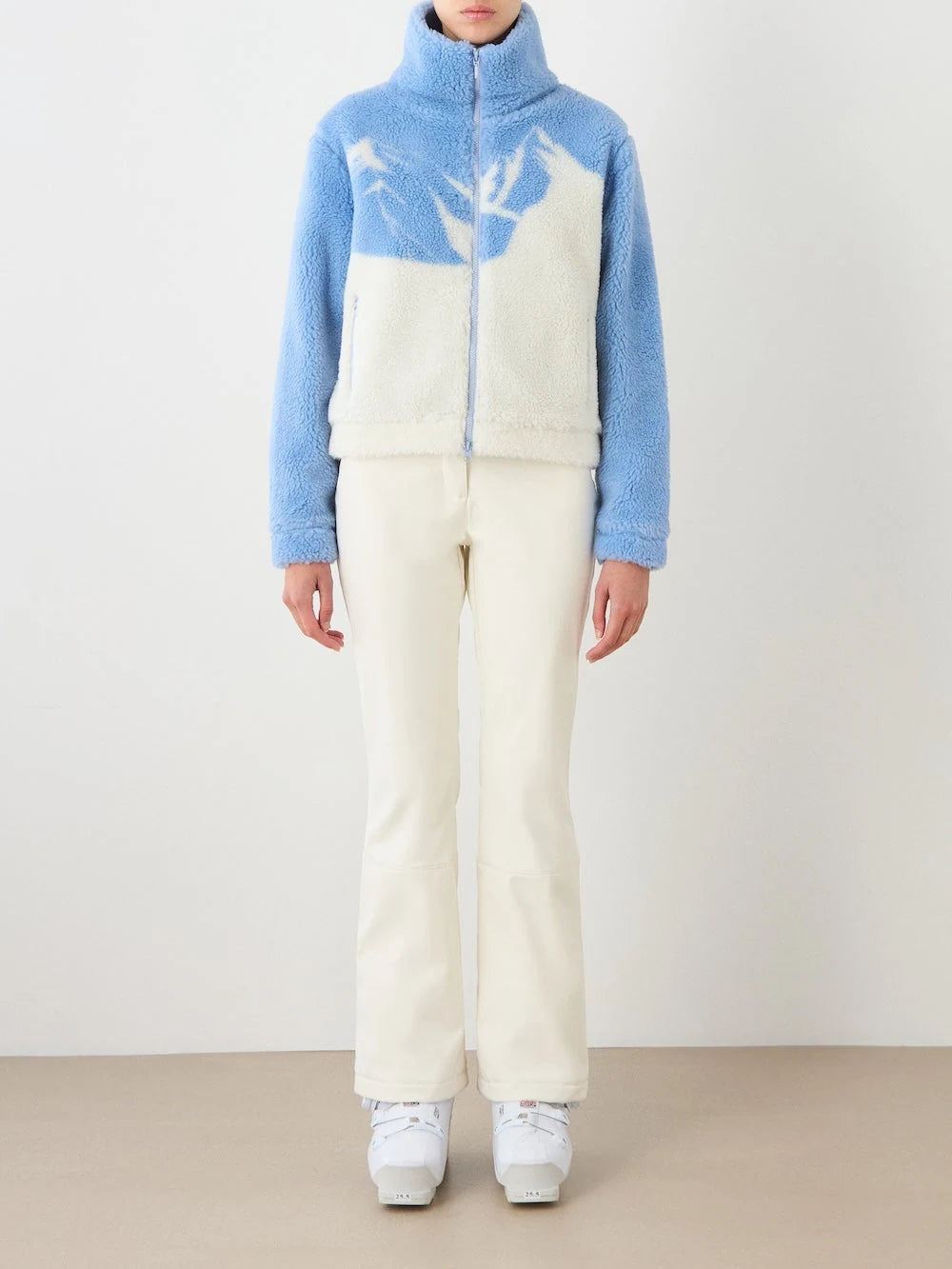 We Norwegians Snowmass Jacket Women's in Light blue, front view on model