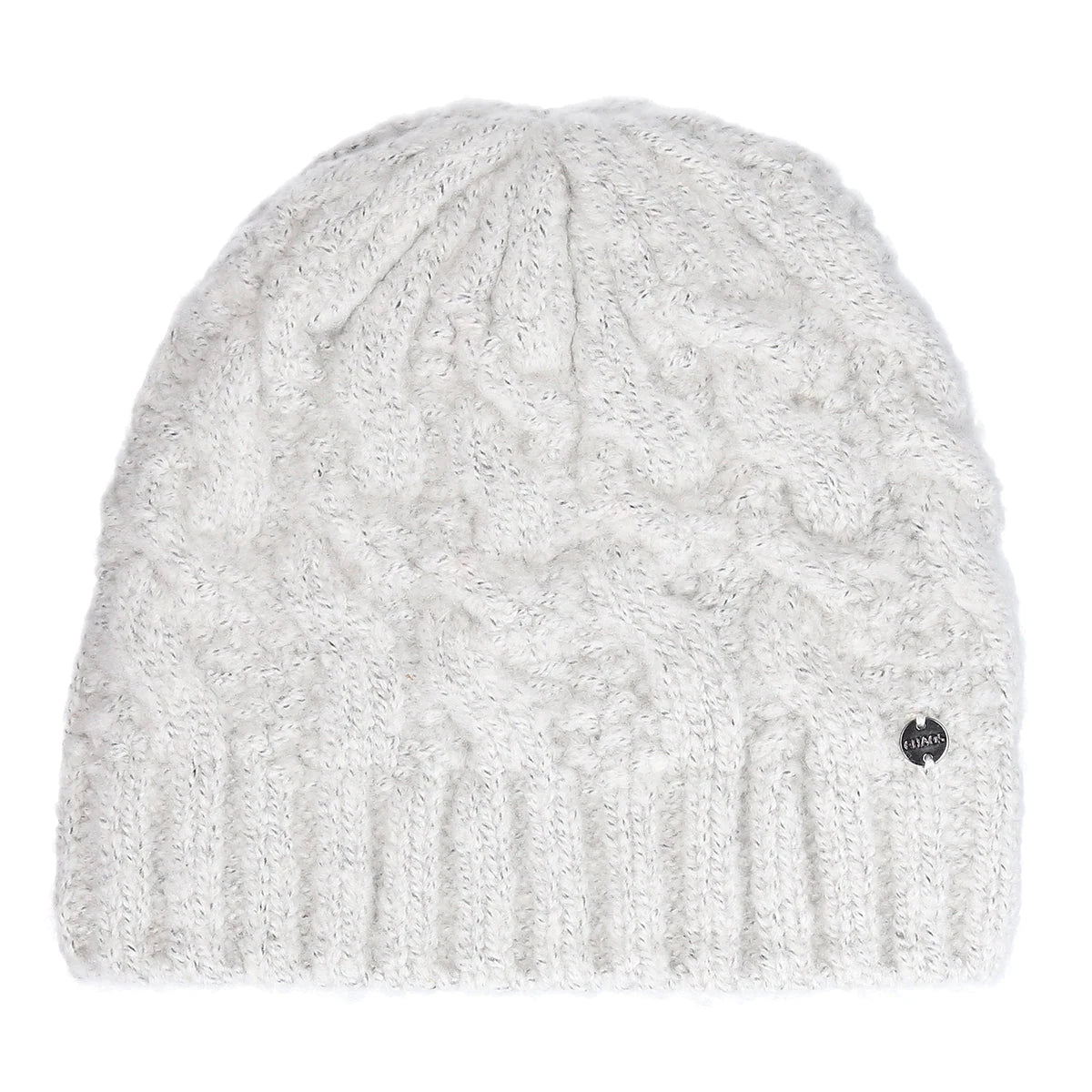 Chaos Clover Fitted Beanie Hat in Winter White, front view