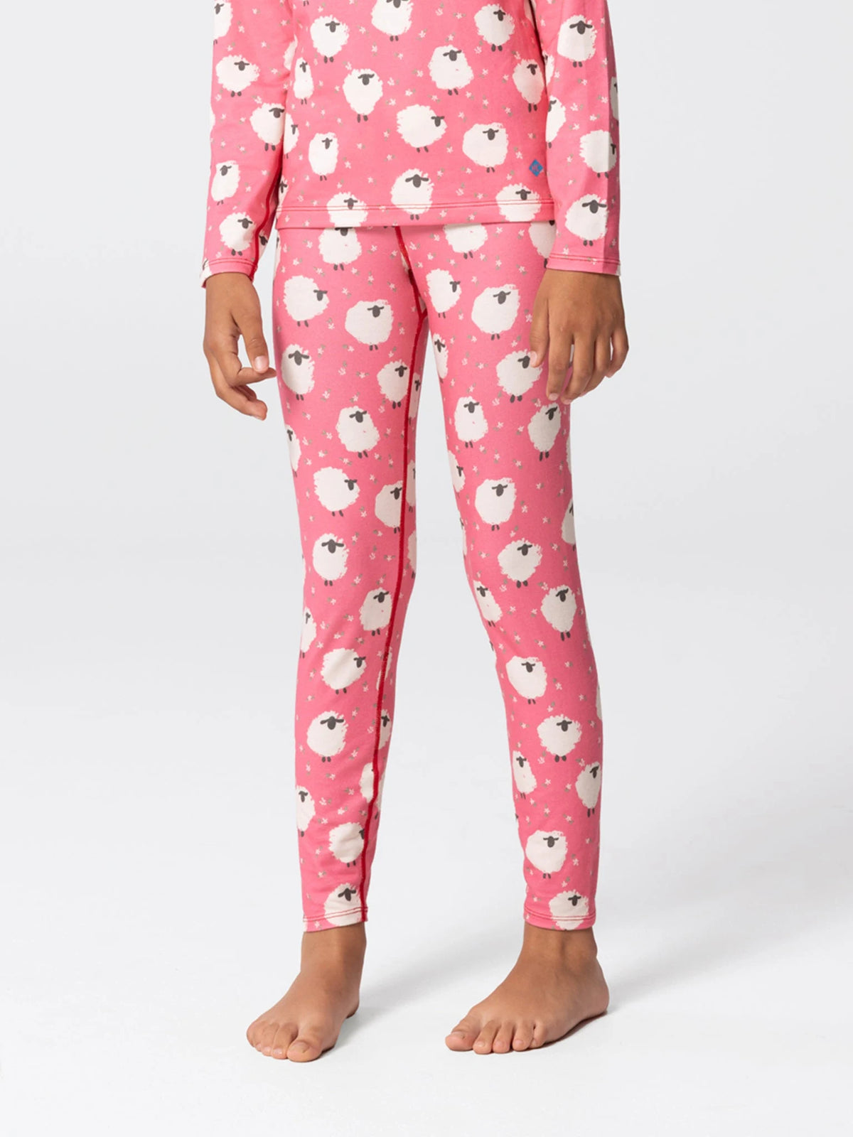 Hot Chillys Youth Originals Print Tight in Sheep, full outfit view on model