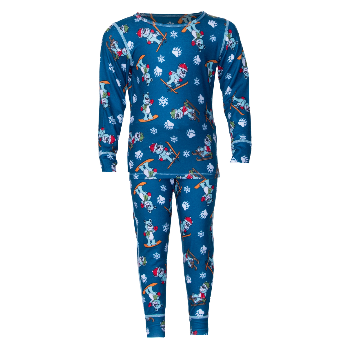 Hot Chillys Toddler Originals Print Set in Snow Bears, front