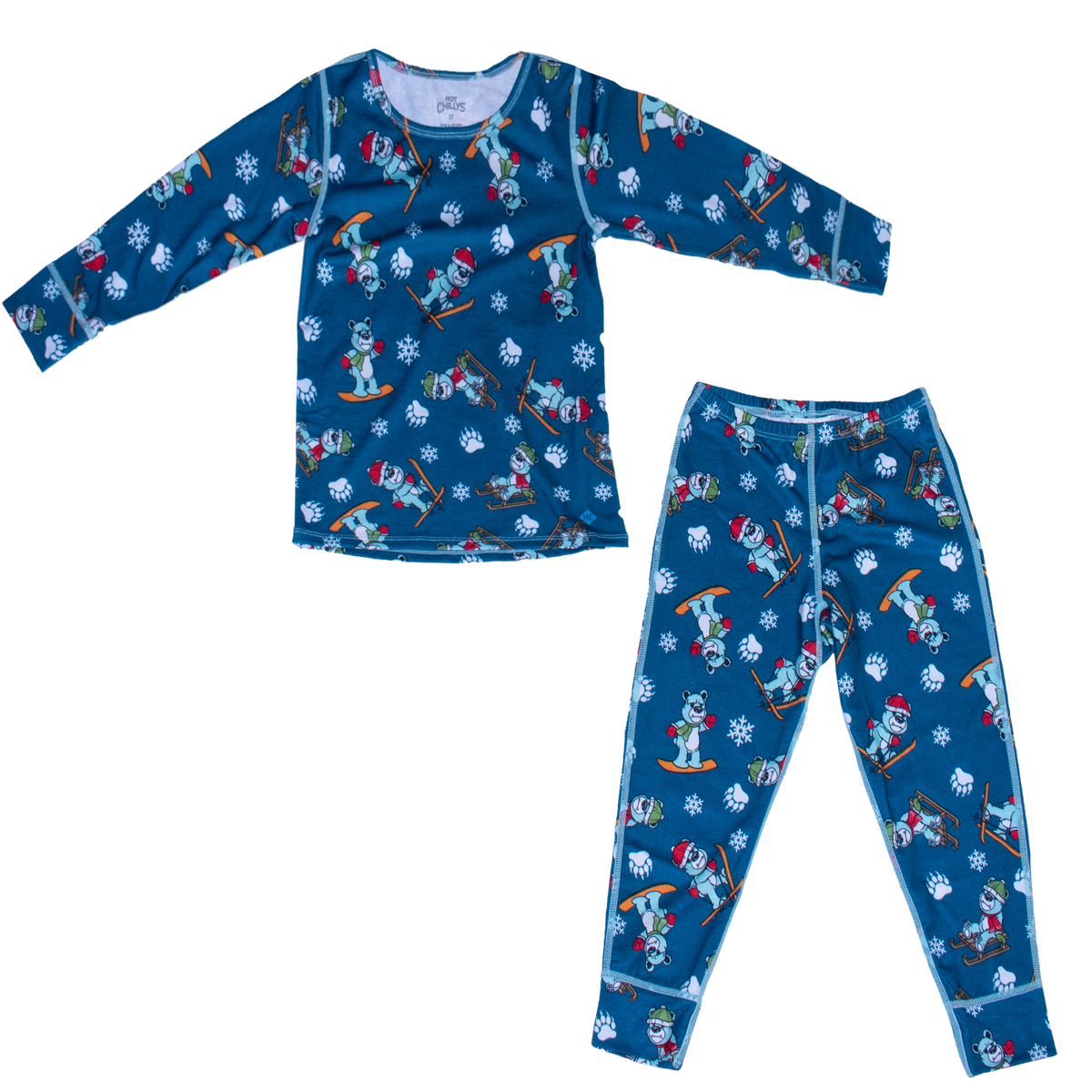 Hot Chillys Toddler Originals Print Set in Snow Bears, front