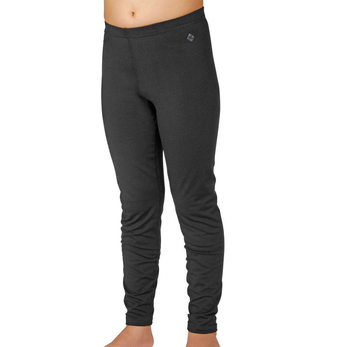Hot Chillys Youth Micro-Elite Chamois Tight - Can in Black, front view on model
