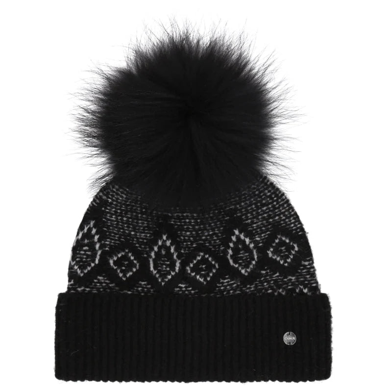 Chaos Tycen Pom Beanie Hat in Black, front view