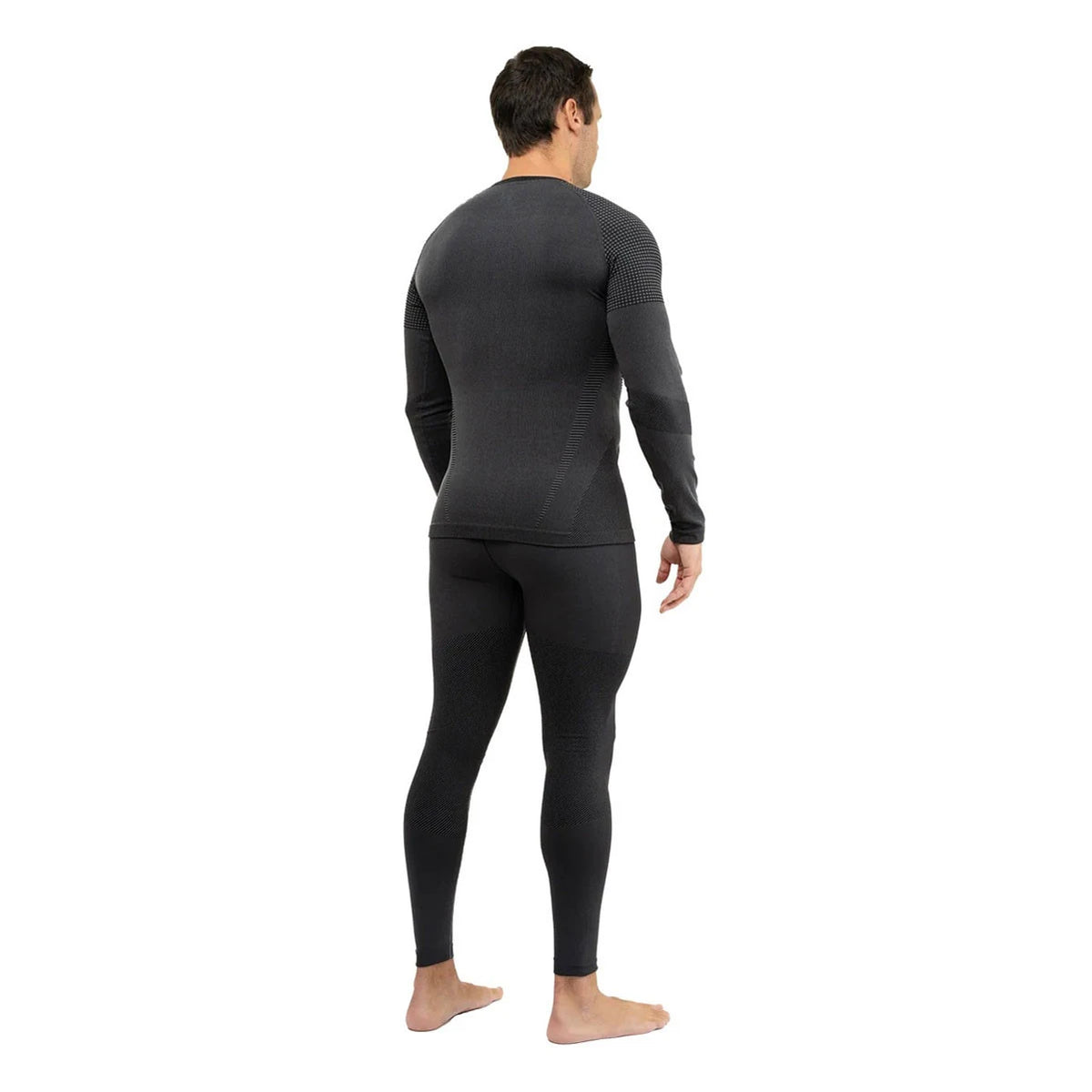 Hot Chillys Mens 3D Knit Crew in Black, back view on model