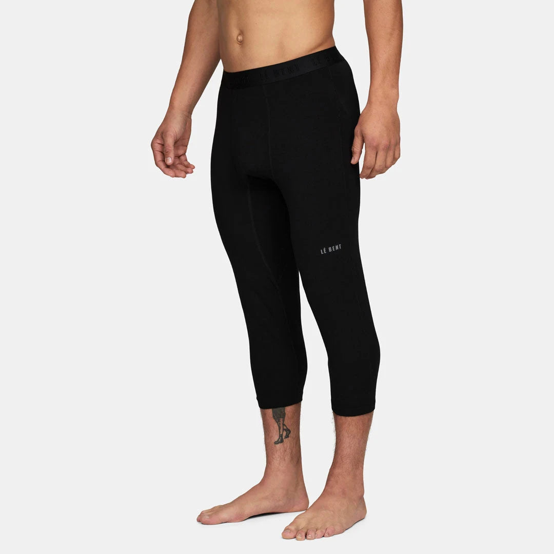 Le Bent Mens Midweight 3/4 Bottom in Black, side/three-quarter view