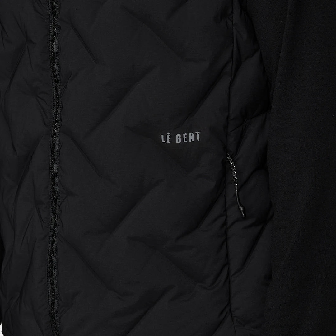 Le Bent Mens Pramecou Down Vest in Black, detail view