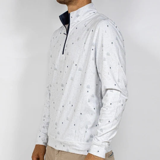 Jack & Sage Pow Turns Performance Tek Quarter Zip in Snow Grey, front