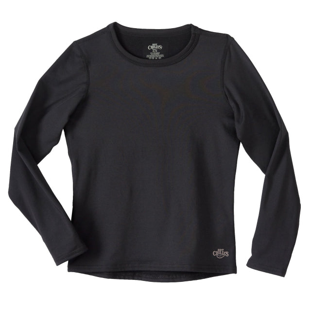 Hot Chillys Youth Micro-Elite Chamois Crew - Can Black