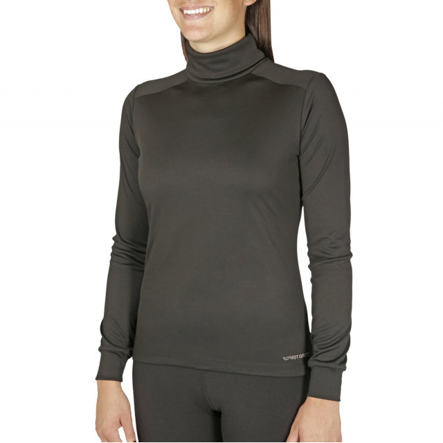 Hot Chillys Womens Peach Skins Solid T-Neck Black