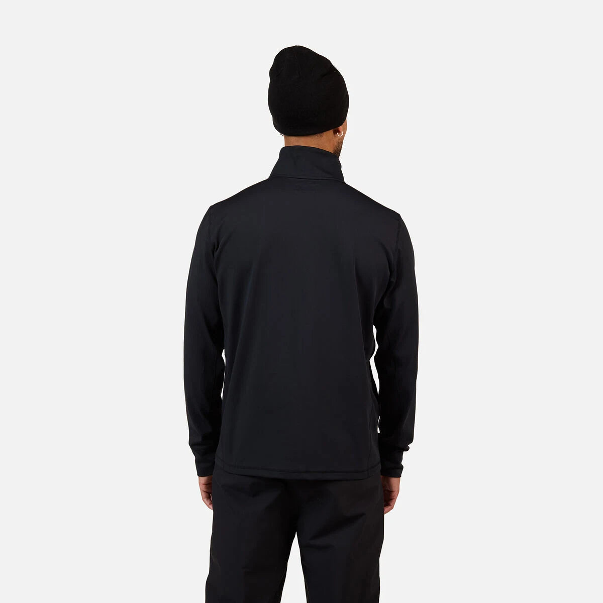 Rossignol Mid Layer Stretch Half-Zip in Black, back view on model