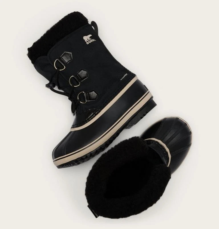 Sorel Big Kids Yoot Pac Nylon WP in Black / Black, top view