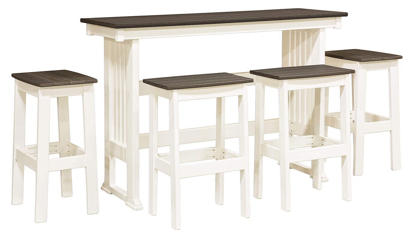 EC Woods Belmar Bar Set Bar Table / White Frame / Dark Grey Accents