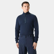 Helly Hansen Afton Knitted 1/2 Zip in Navy, on-body front