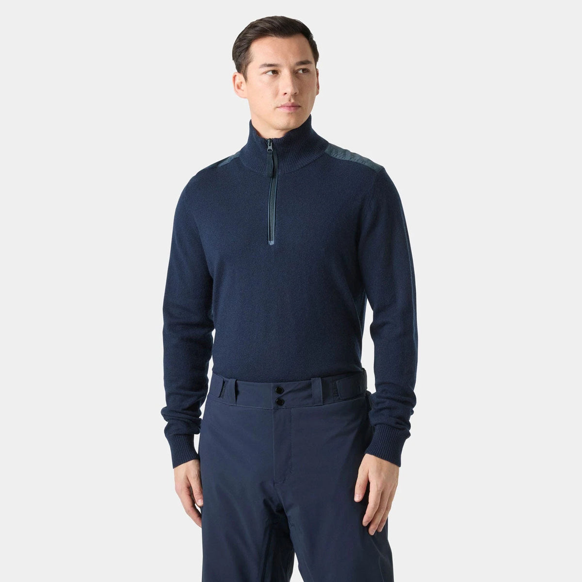 Helly Hansen Afton Knitted 1/2 Zip in Navy, on-body front