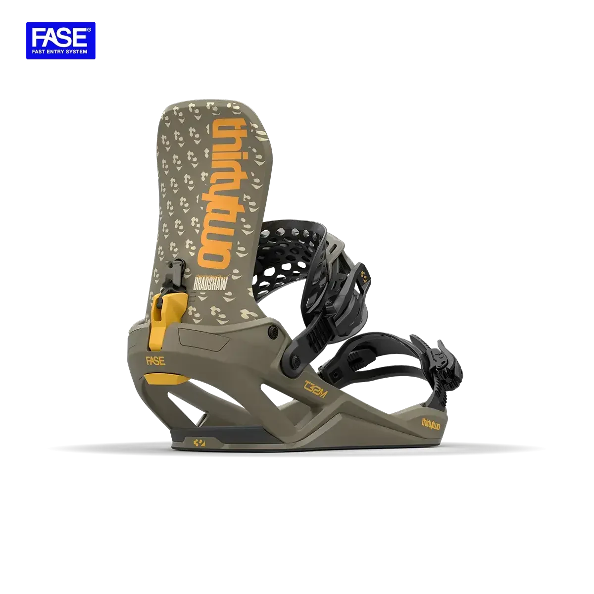 Thirtytwo Fase Snowboard Bindings Bradshaw 2026 in Bradshaw, front three-quarter binding view