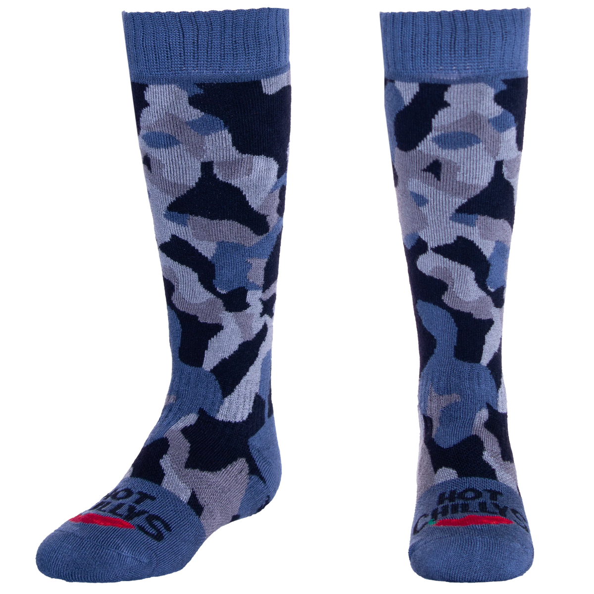 Hot Chillys Youth Texture Camo Sock in Vintage Indigo, front