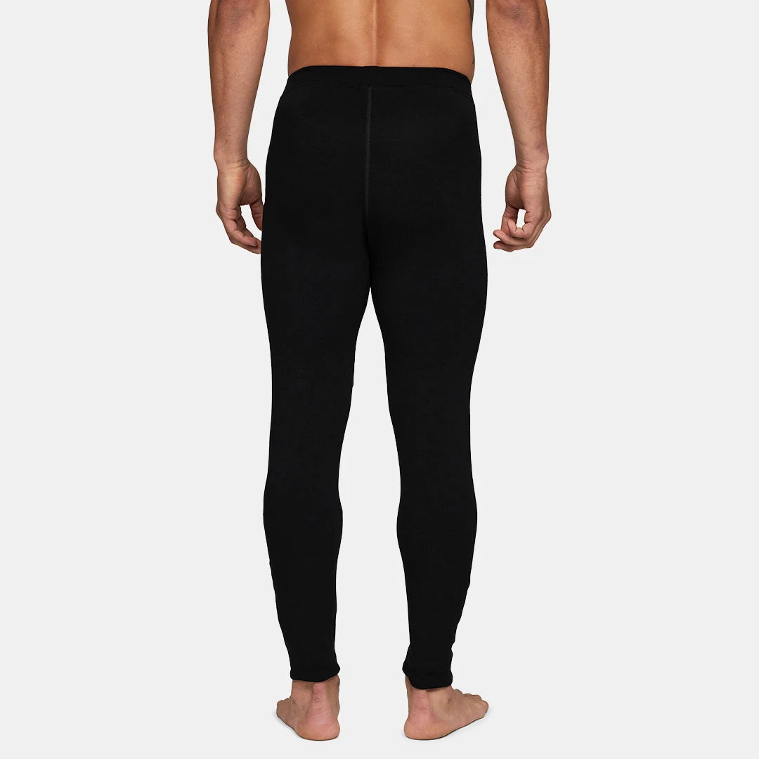 Le Bent Mens Heavyweight Antarctic Grid Fleece Bottom in Black, back view