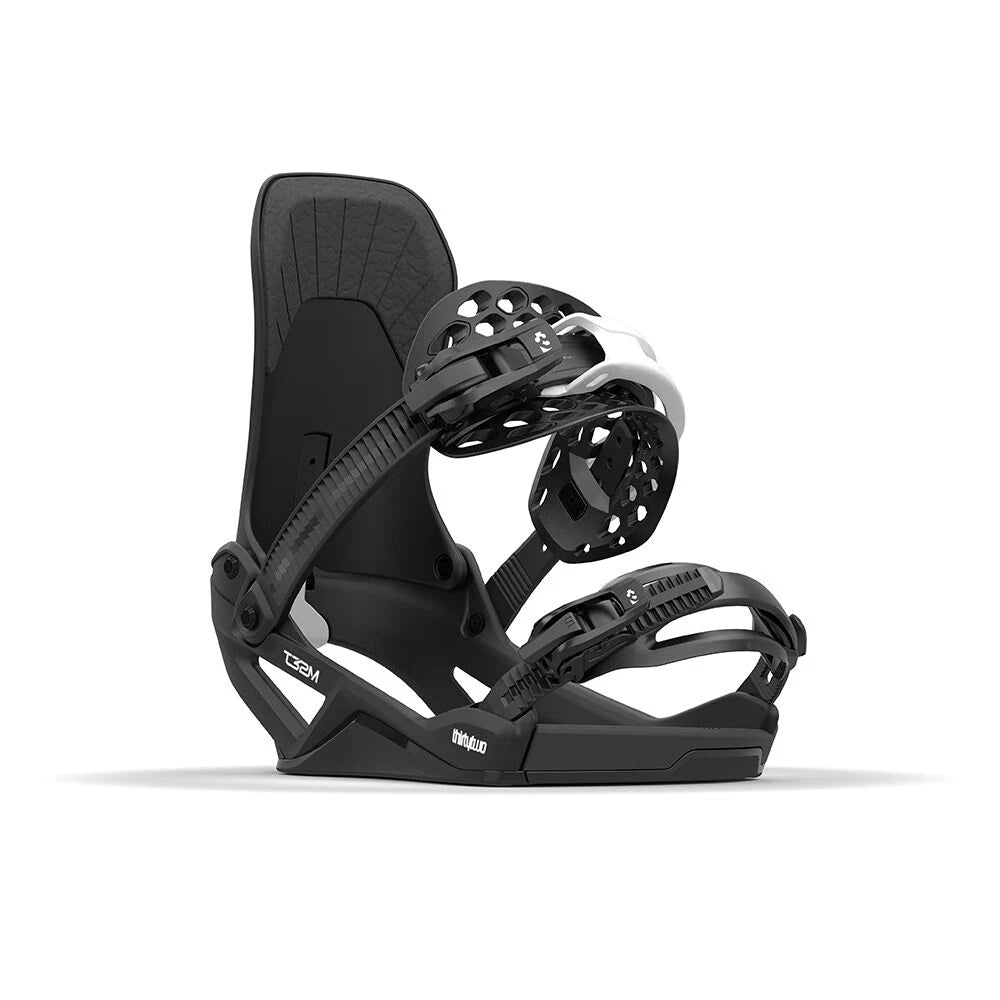 Thirtytwo Fase Snowboard Bindings in Black, front three-quarter binding view