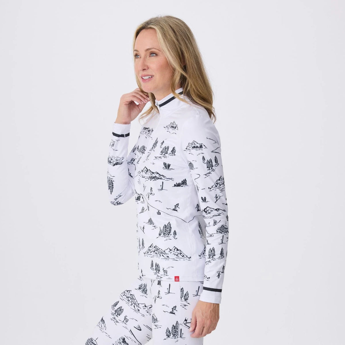 Krimson Klover Drifter Top in White, side/three-quarter view on model