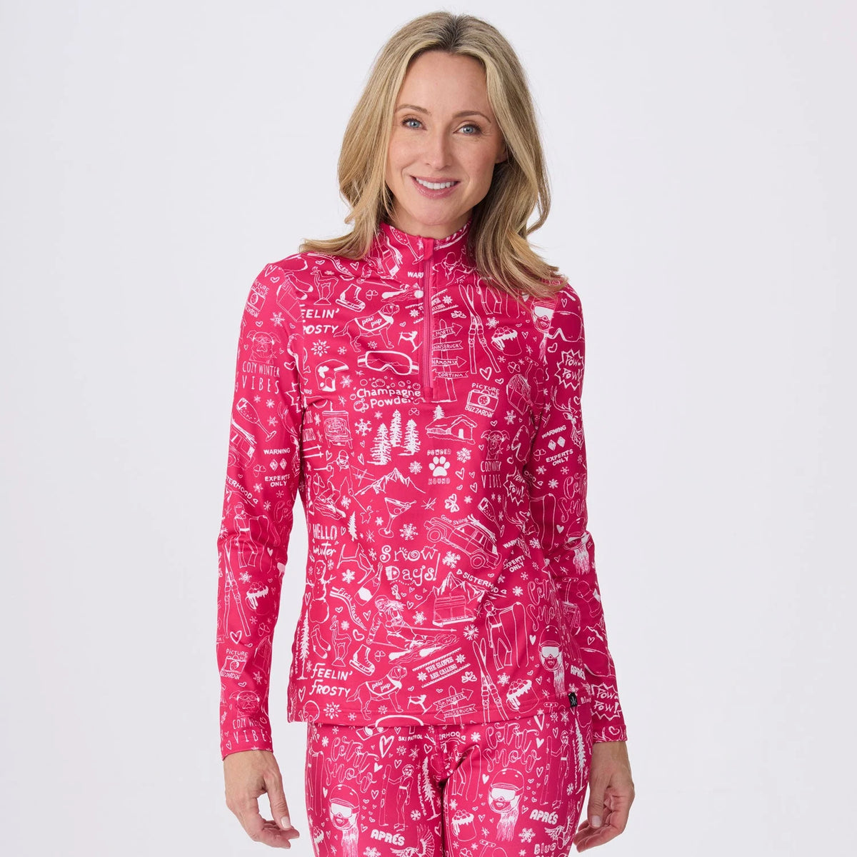 Krimson Klover Graffiti Top in Pink, front view on model