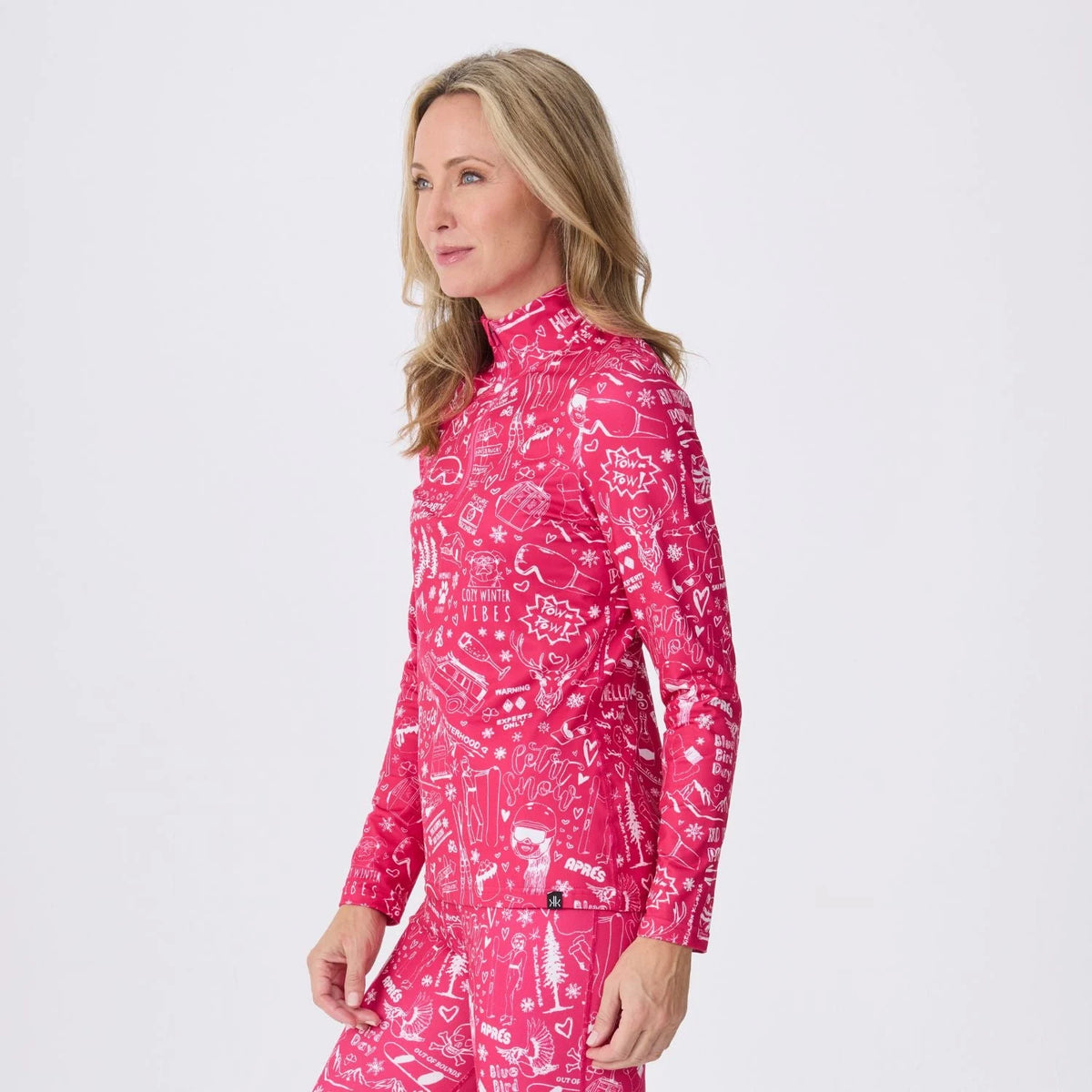 Krimson Klover Graffiti Top in Pink, side/three-quarter view on model