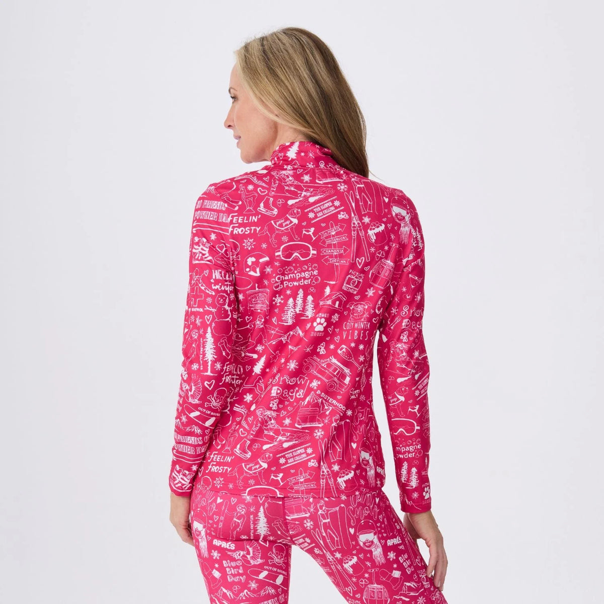 Krimson Klover Graffiti Top in Pink, back view on model