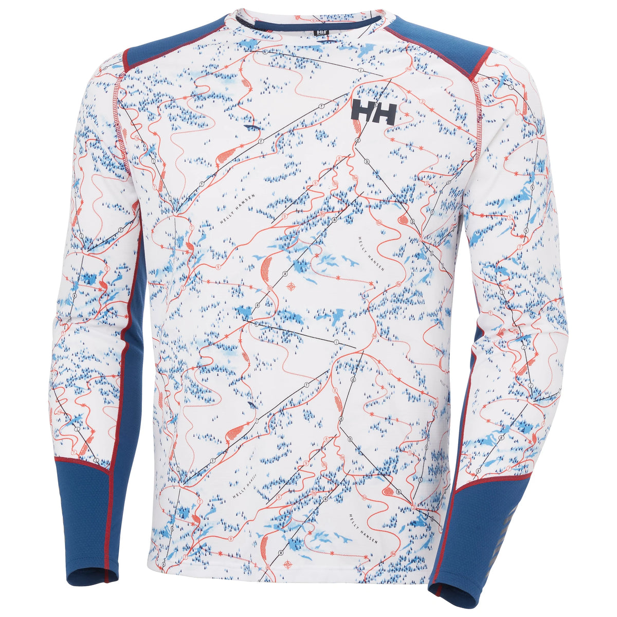 Helly Hansen Lifa Active Crew in White Slope Map Aop, front