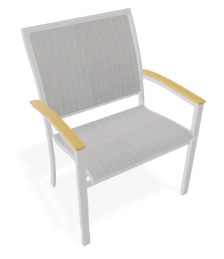 Telescope Bazza Stacking Cafe Chair w/ Polymer Arms White - Teak MGP / Amalfi Sling