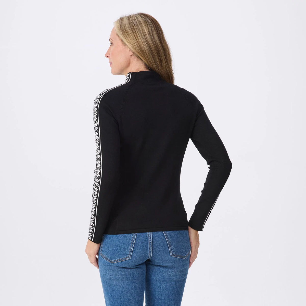 Krimson Klover Slalom Zip Neck in Black, back view on model