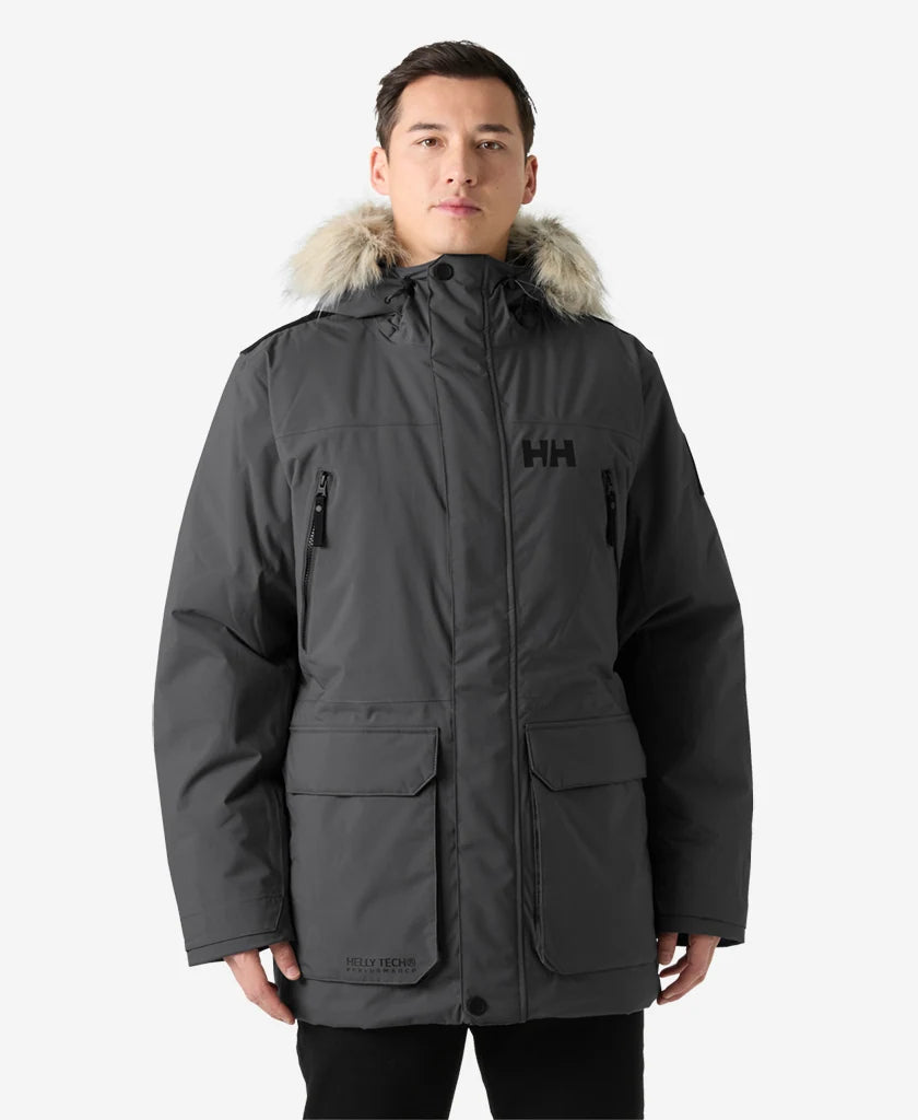 Helly Hansen Reine Parka in Thunder Grey, on-body front