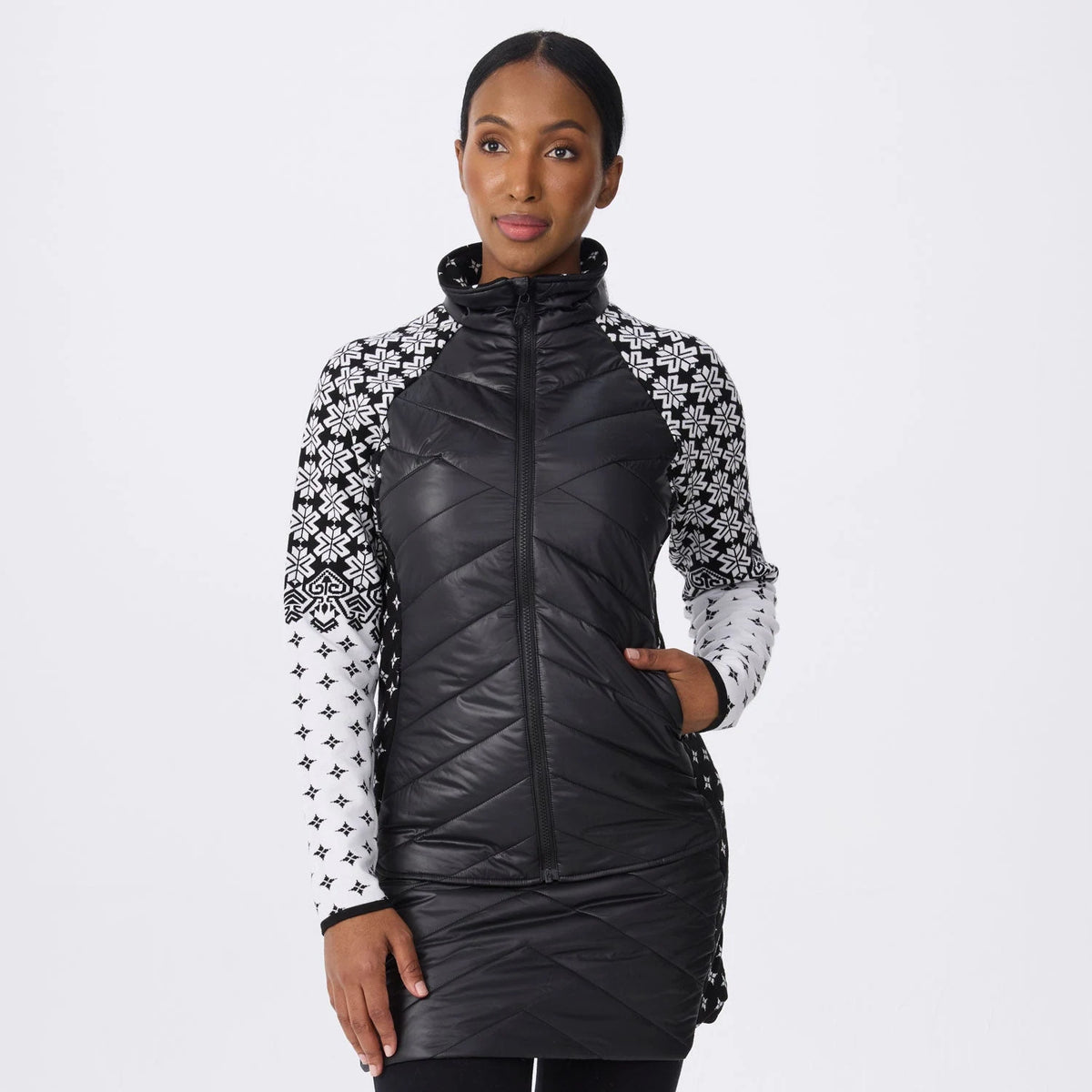 Krimson Klover Switchback Jacket in Black Sierra, front view on model