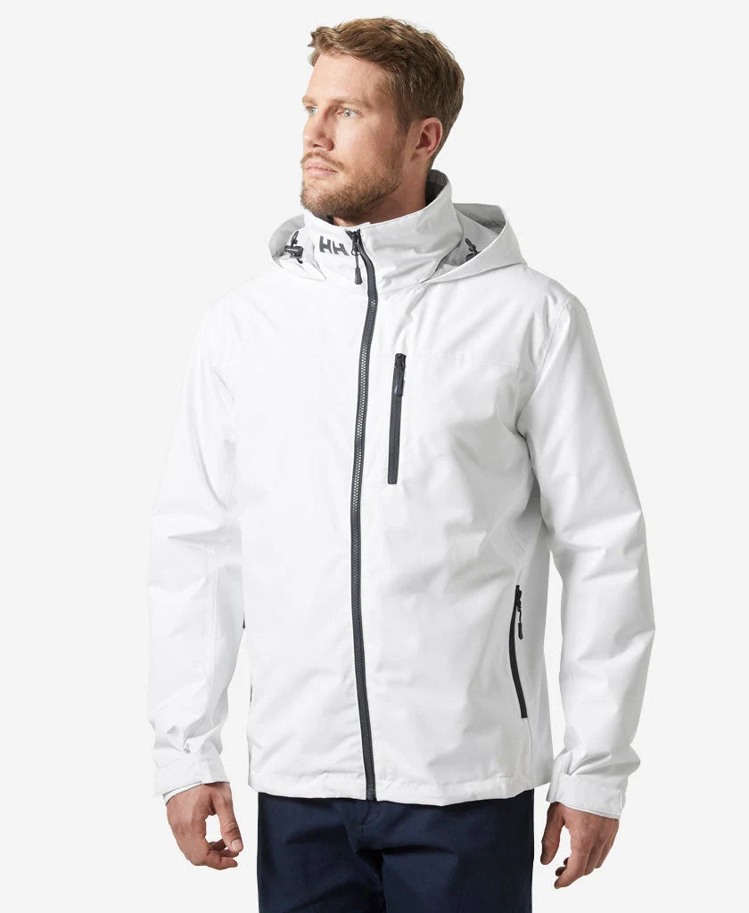 Helly Hansen Crew Hooded Midlayer Jacket 2 in White, on-body front
