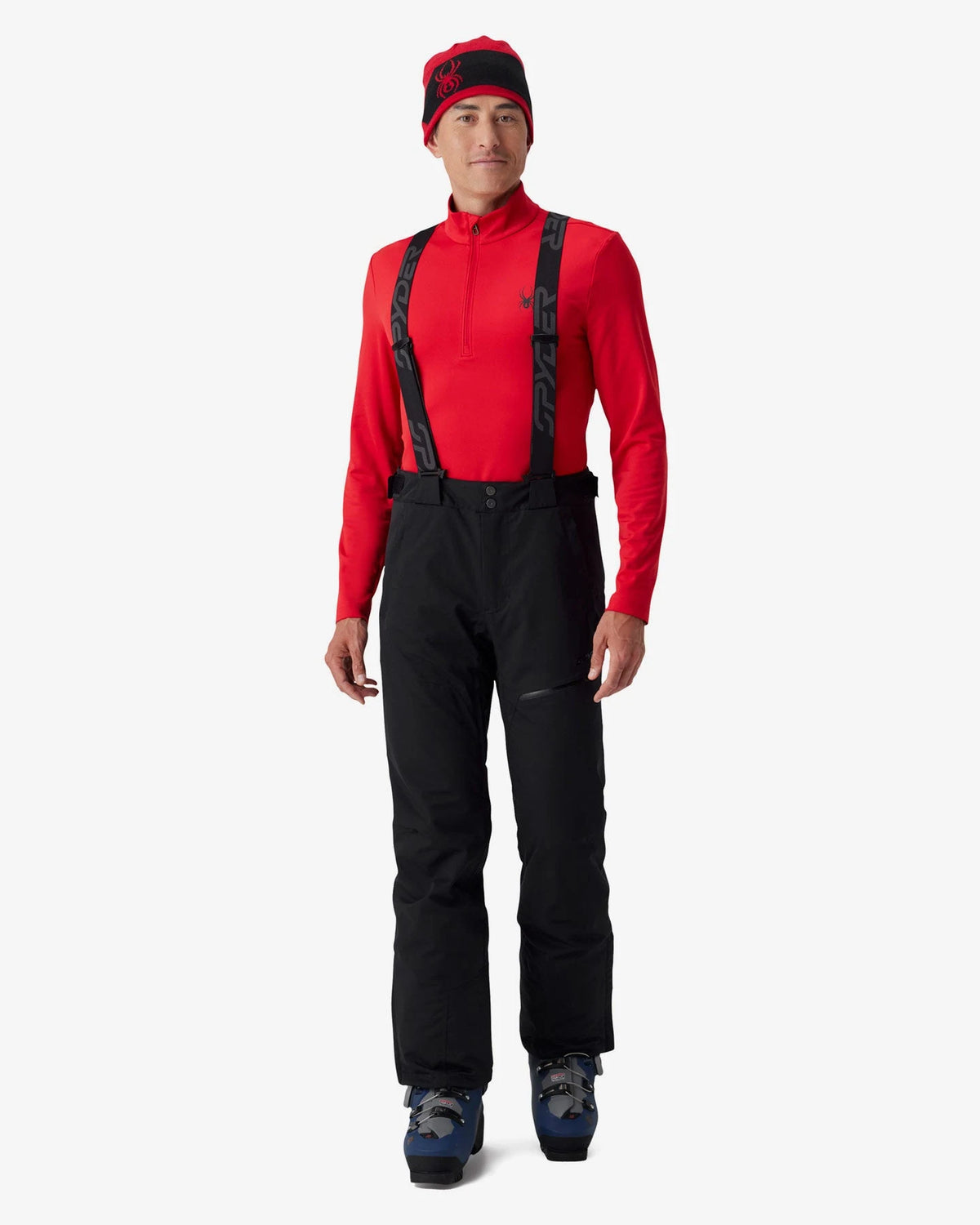 Spyder Dare Pants Lengths in Black, front view on model