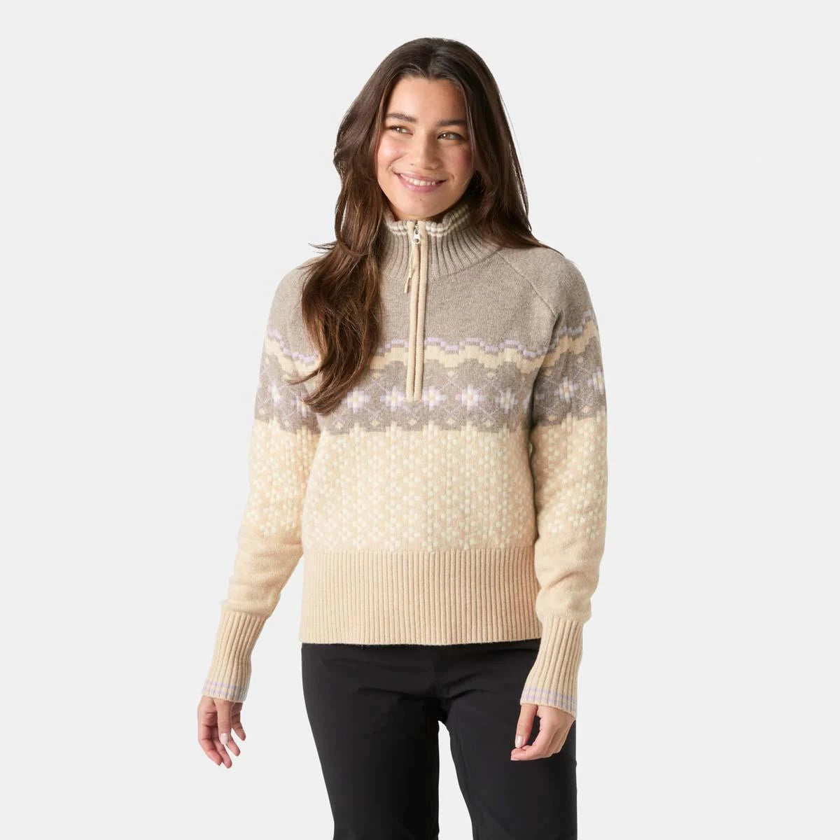Helly Hansen Womens Après Knit Sweater in Elmwood Melange, on-body front