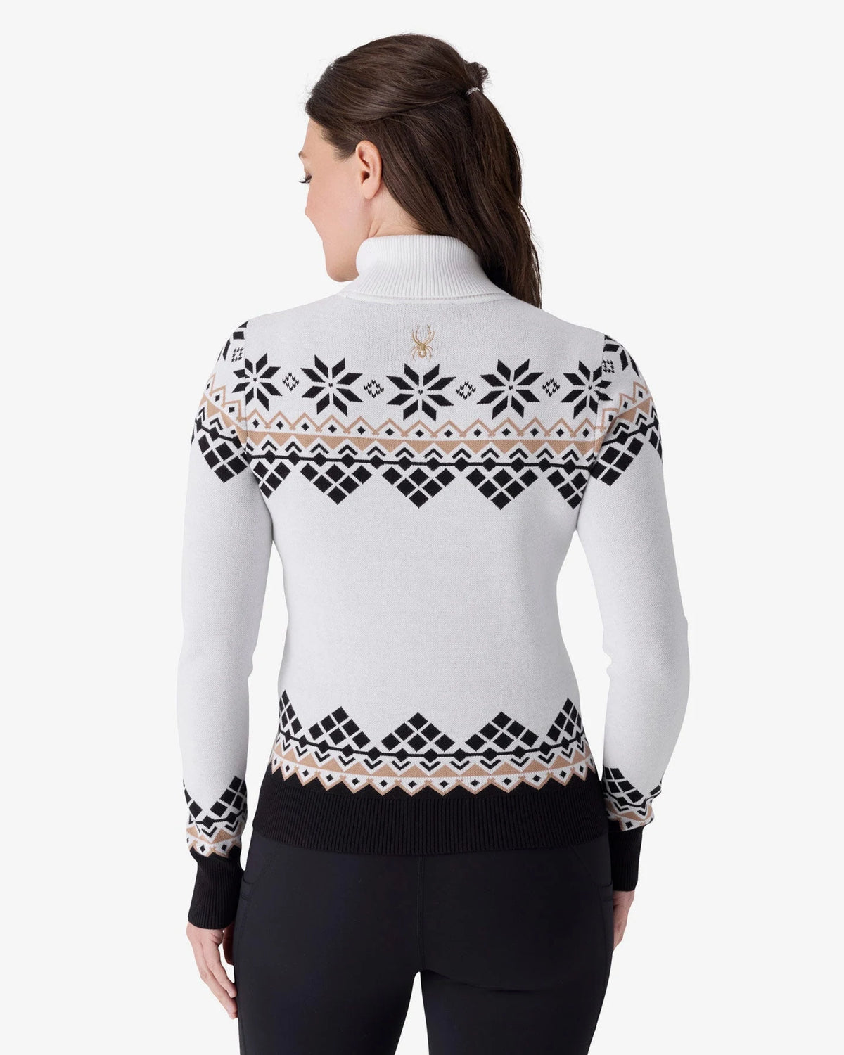 Spyder Stellar Ski Sweater in White, back view on model