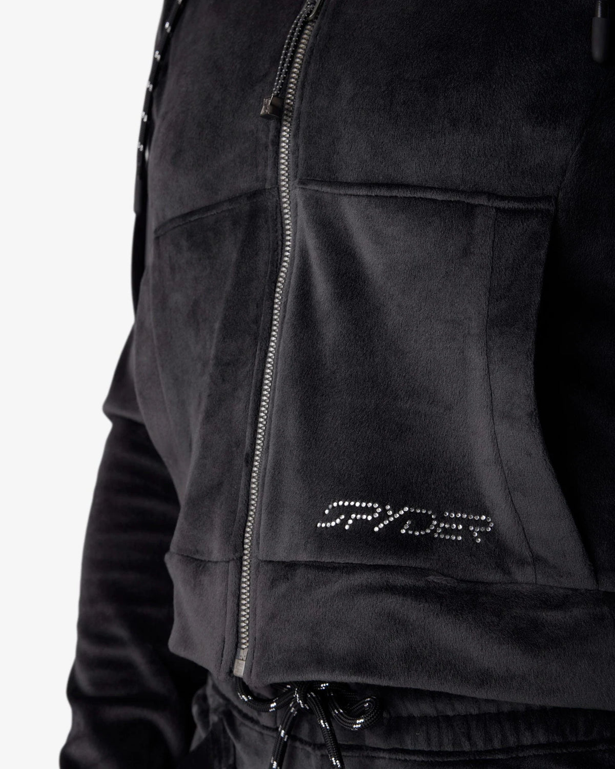 Spyder Shimmer Jacket in Black, detail view